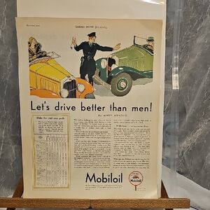 Vintage Mobiloil Advertisement Print - 1930